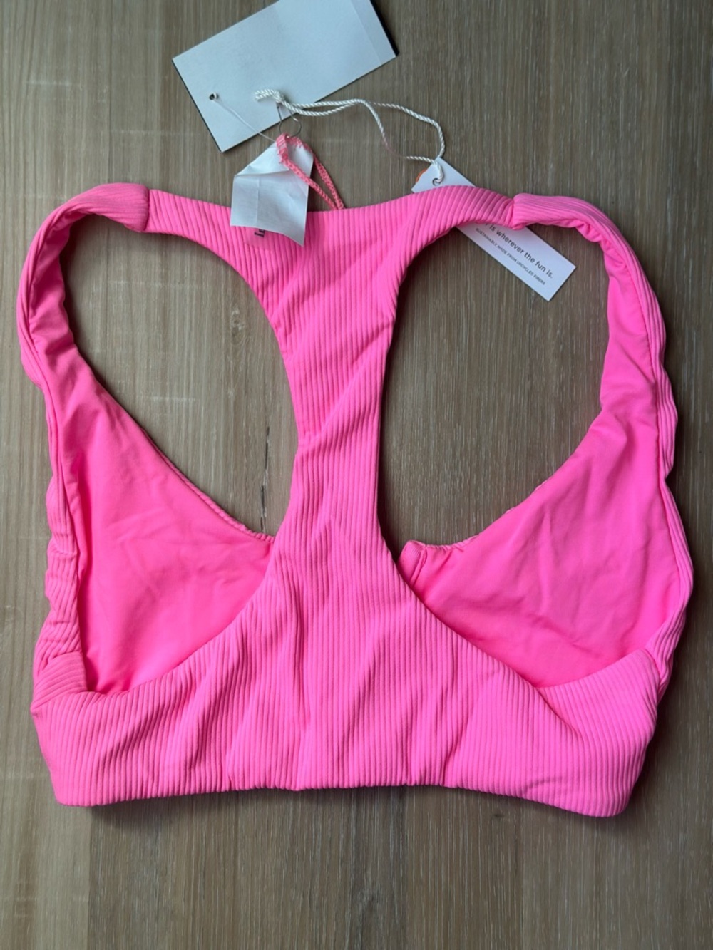 Summerful Women's Ribbed Pink V-Neck Racerback Bikini Set - Picture 3 of 7